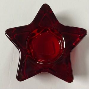 Pier 1 Star Candle Votive Red Cranberry Christmas 4th Of July 3.75” Patriotic